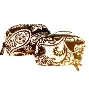 Vera Bradley "Midnight Paisley" Quilted Cosmetic Zippered Bags Set of 2